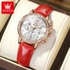 OLEVS 9933 Leather Starp Watch for Women