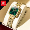 OLEVS 9948 Square Quartz Stainless Steel Watches for Women