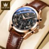 OLEVS 2871 Watch Men's Leather Chronograph