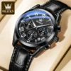 OLEVS 2871 Watch Men's Leather Chronograph