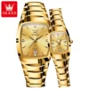 OLEVS 7006 Quartz Watch Tungsten Steel Gold Diamond Couple Watches Sets - Image 2