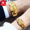 OLEVS 7006 Quartz Watch Tungsten Steel Gold Diamond Couple Watches Sets - Image 3