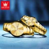 OLEVS 8697 Silver Tungsten Steel Analog Wrist Watch For Couple