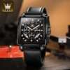 OLEVS 9919 Leather Quartz Square Fashion Watches for Men - Image 2