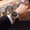 POEDAGAR-615 New Waterproof Night Glow Double Calendar Men's Watch Belt Quartz Watch - Image 3
