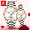 Olevs Couple Watch 3612-Silver Golden - Image 2