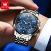 Olevs 2892 Luxury Watches For Man – Silver Blue - Image 2