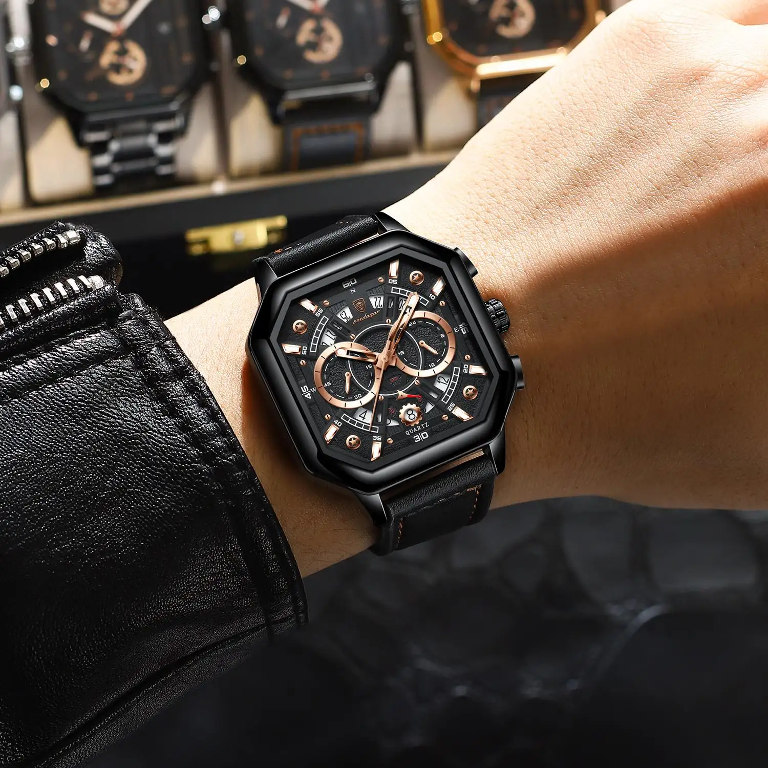 Poedagar 983 Quartz Luxury Chronograph Watch For Men - Image 2