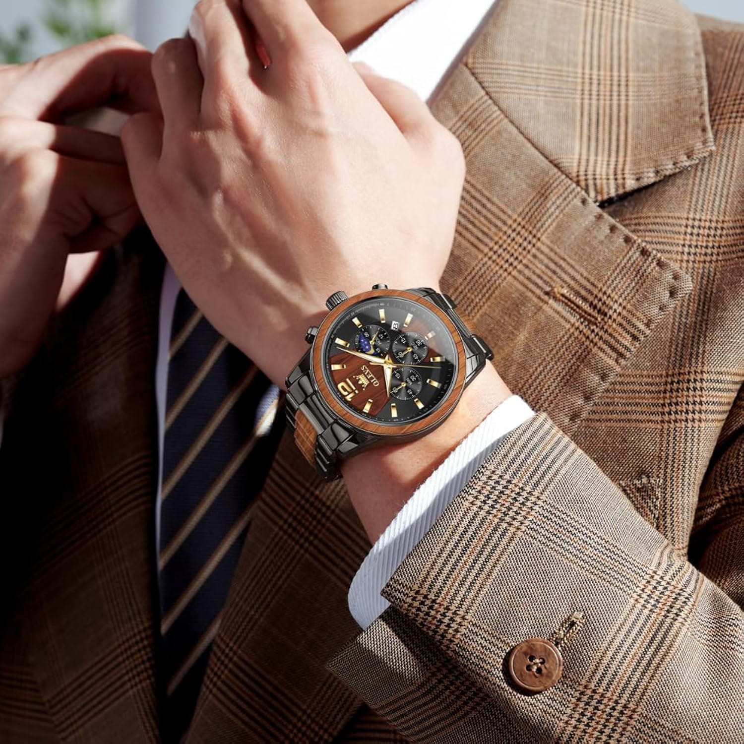 OLEVS 3645 Original Quartz Stainless Steel Watch Multifunctional Chronograph Watch - Image 3