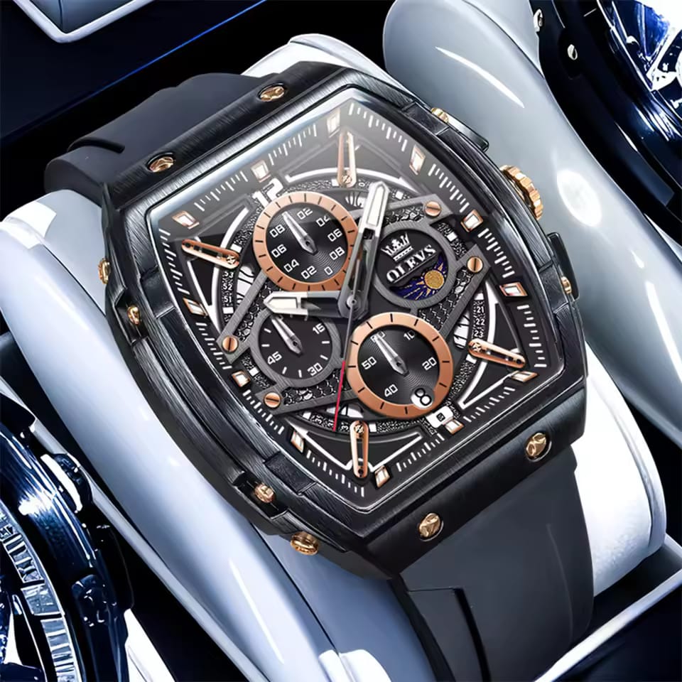 OLEVS 2975 Chronograph Quartz Wristwatch Big Dial Moon Phase Men's Watches - Image 3