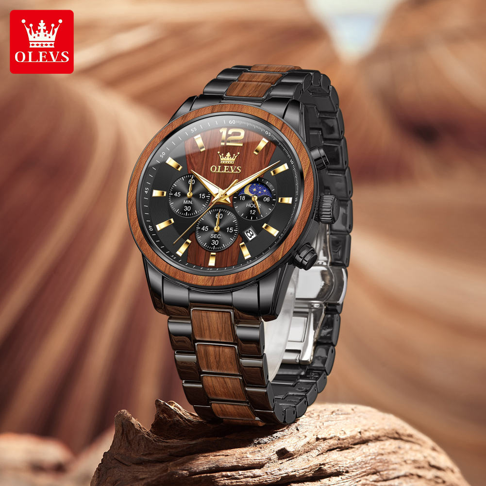 OLEVS 3645 Original Quartz Stainless Steel Watch Multifunctional Chronograph Watch - Image 2