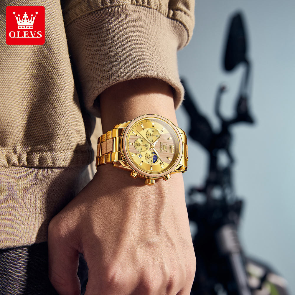 OLEVS 3645 Original Quartz Stainless Steel Watch Multifunctional Chronograph Watch - Image 2