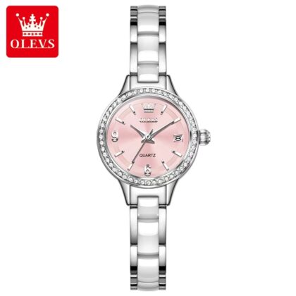 OLEVS 7093 Custom Dial logo Brand Stainless Steel Ceramics Woman Lady Quartz High Quality Luxury Classic Watch