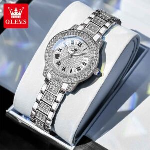 OLEVS 9943 Women Brand Watch Fashion Inlaid Diamond Roman Waterproof Watch