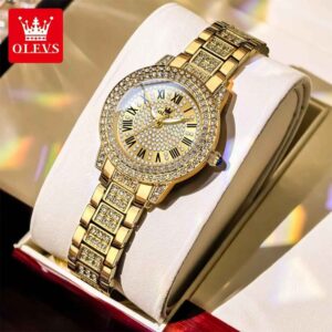 OLEVS 9943 Women Brand Watch Fashion Inlaid Diamond Roman Waterproof Watch