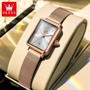 OLEVS 3692 Original Quartz Watch With Gift Box for Woman Ultra Thin Fashion Simple Square Auto Date Waterprorof Ladies Watch