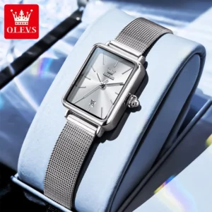 OLEVS 3692 Original Quartz Watch With Gift Box for Woman Ultra Thin Fashion Simple Square Auto Date Waterprorof Ladies Watch