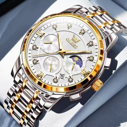 Olevs 2951 Stainless Steel Chronograph Wrist Watch For Men